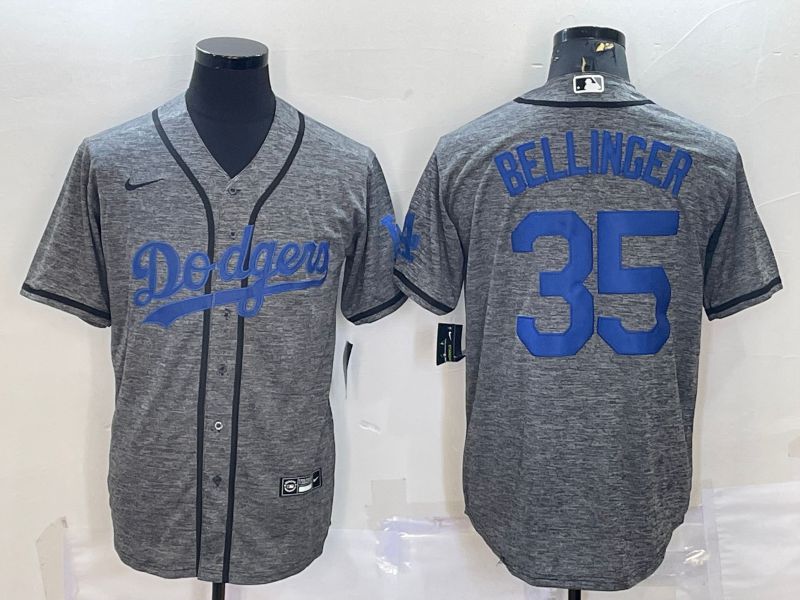 Men Los Angeles Dodgers #35 Bellinger Grey hemp ash 2022 Nike MLB Jerseys->los angeles dodgers->MLB Jersey